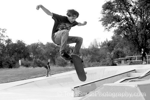 a skateboarder catches some air